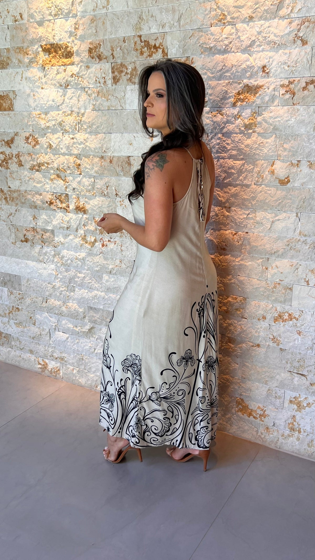 Vestido Midi Alcinha Arabesco PIS- Estampado 6039