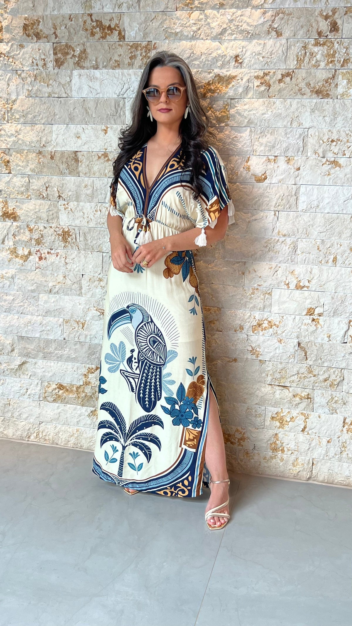 Vestido Longuete Manga Pom Pom ARTE- Estampado 5868