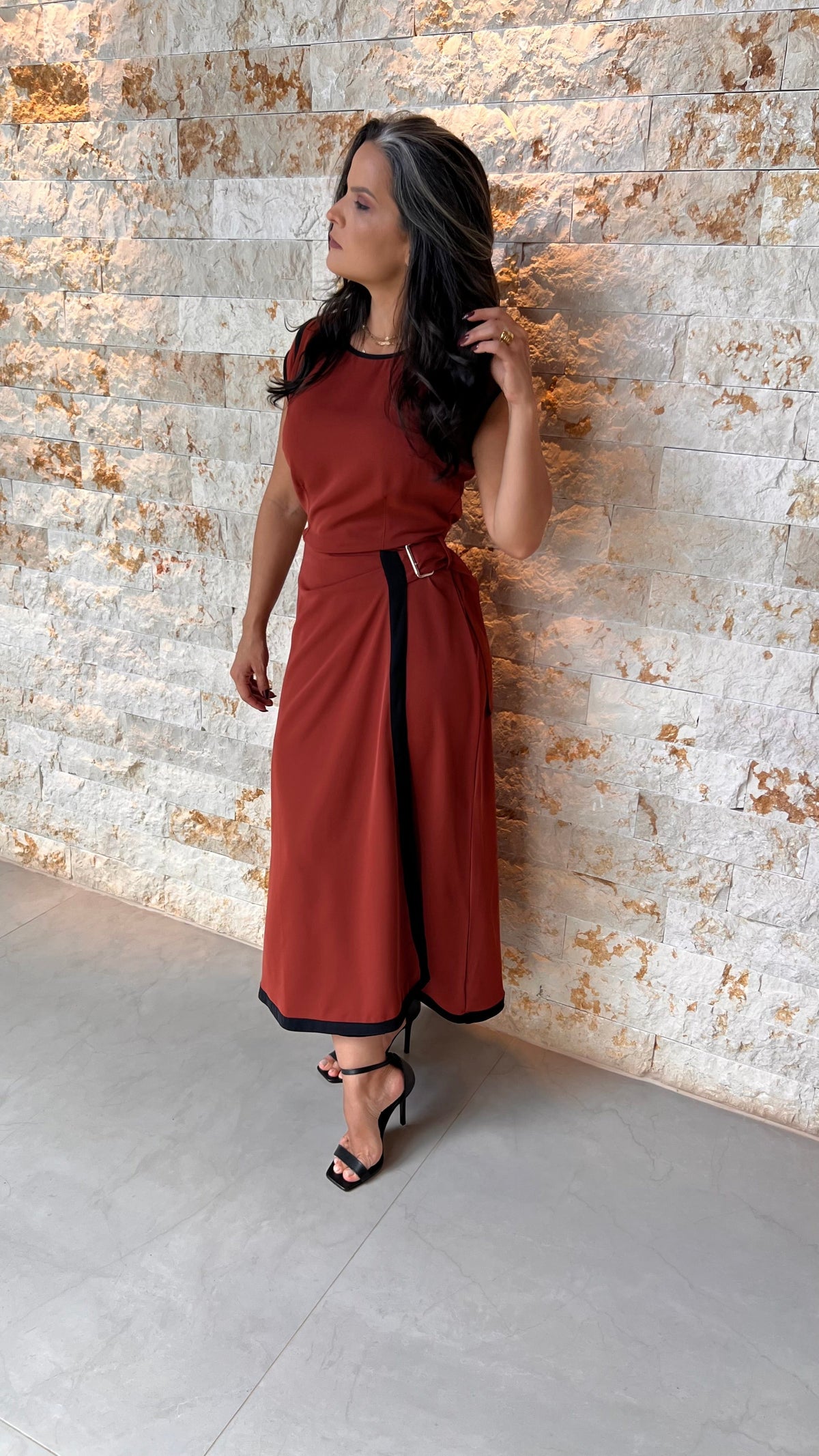 Vestido Midi com Fivela PIS - Terra 5581