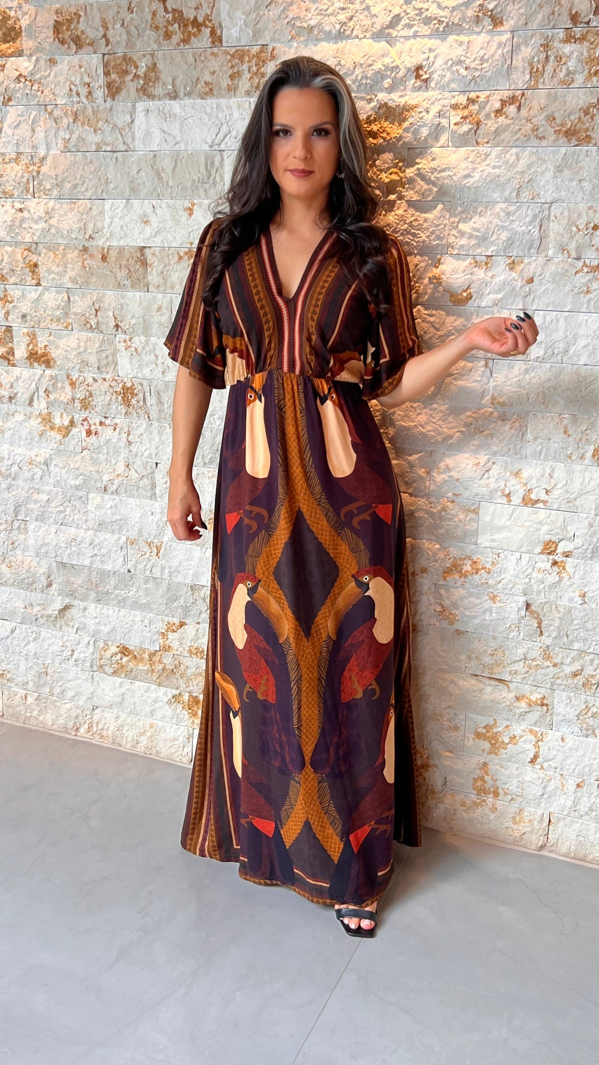 Vestido Longo Tucano Duplo ARTE- Estampado 5744