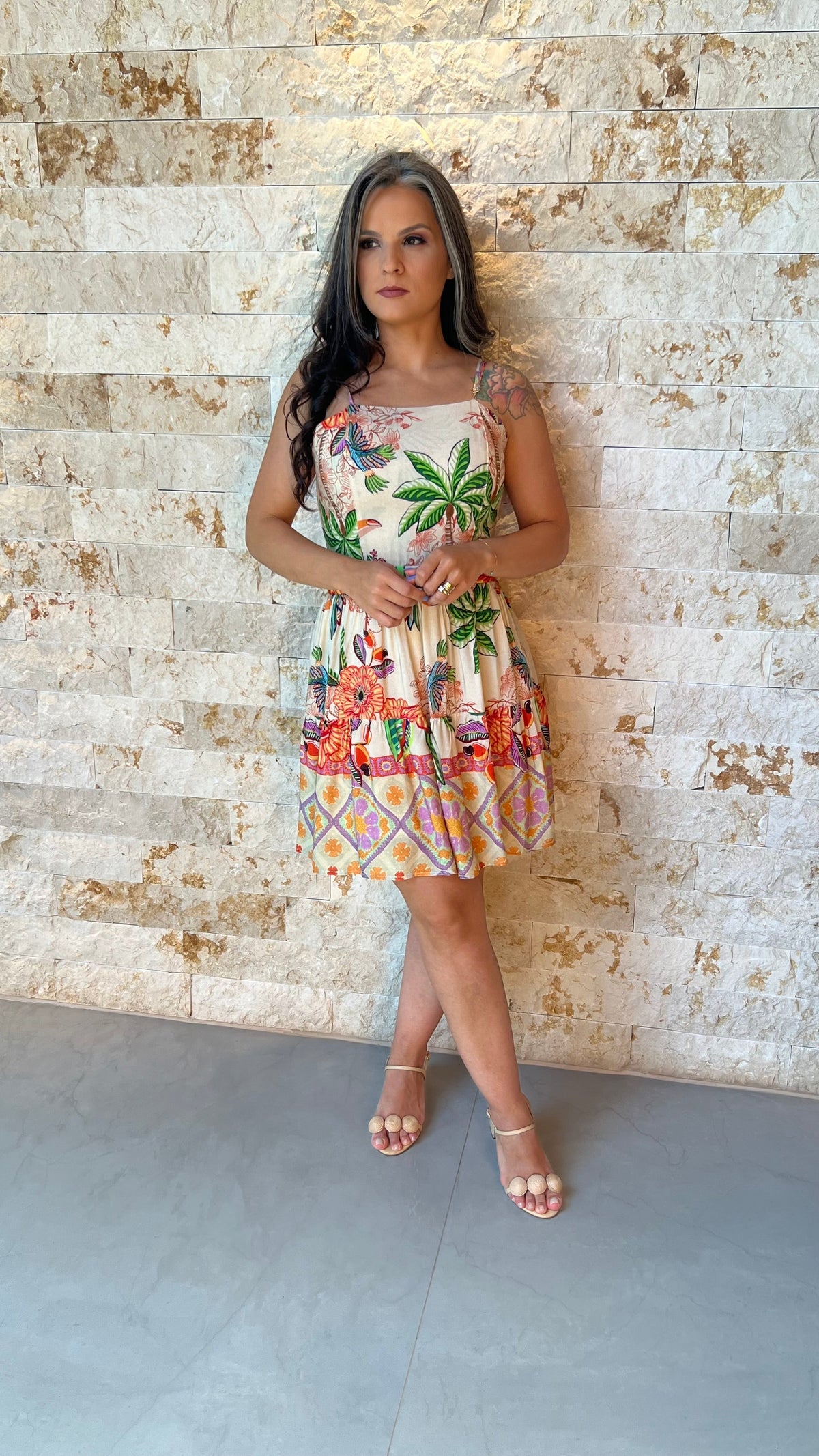 Vestido Curto Aberto Costas CHI- Estampado 5884