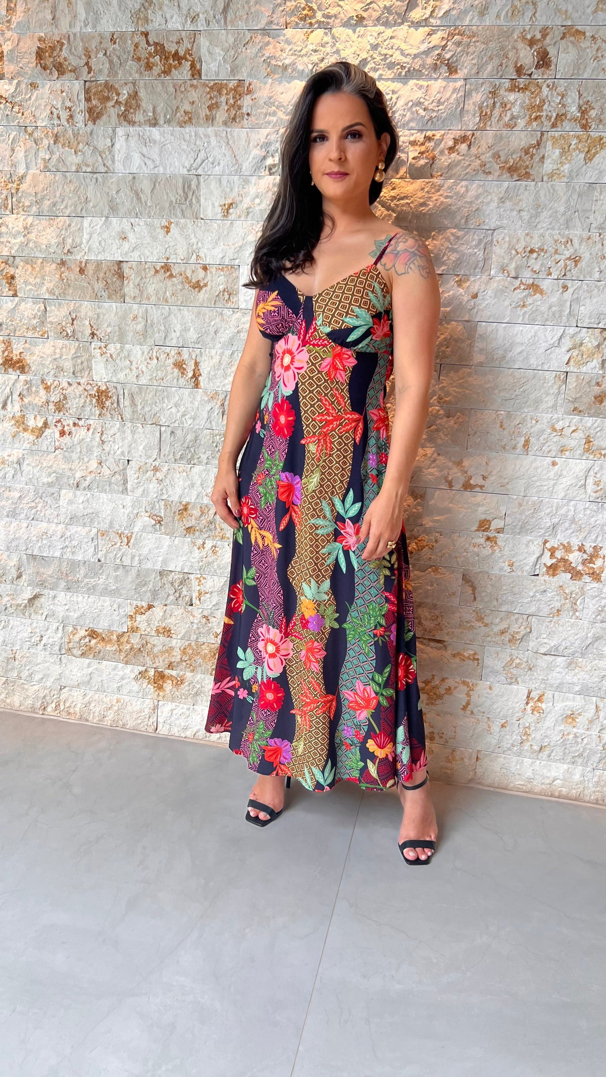 Vestido Midi Flores Variadas PIS - Estampado 5458