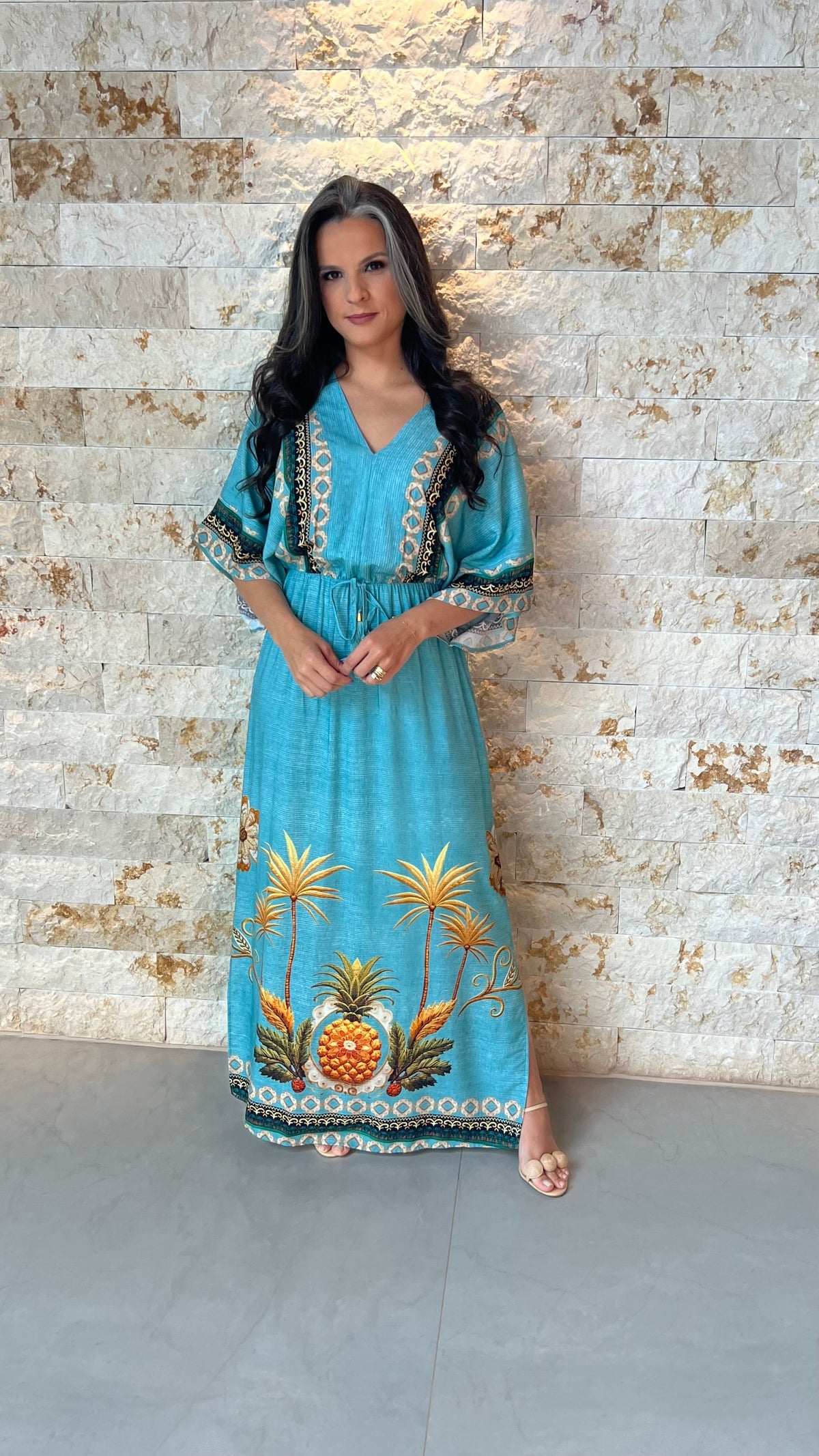 Vestido Longo Arabesco ARTE- Estampado Azul 5885