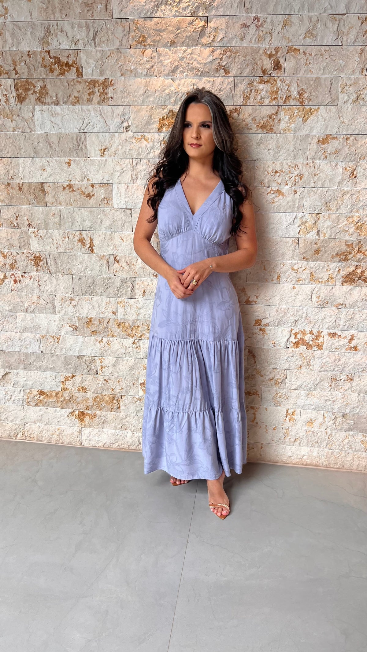 Vestido Midi Jacquard PIS- Azul 5982