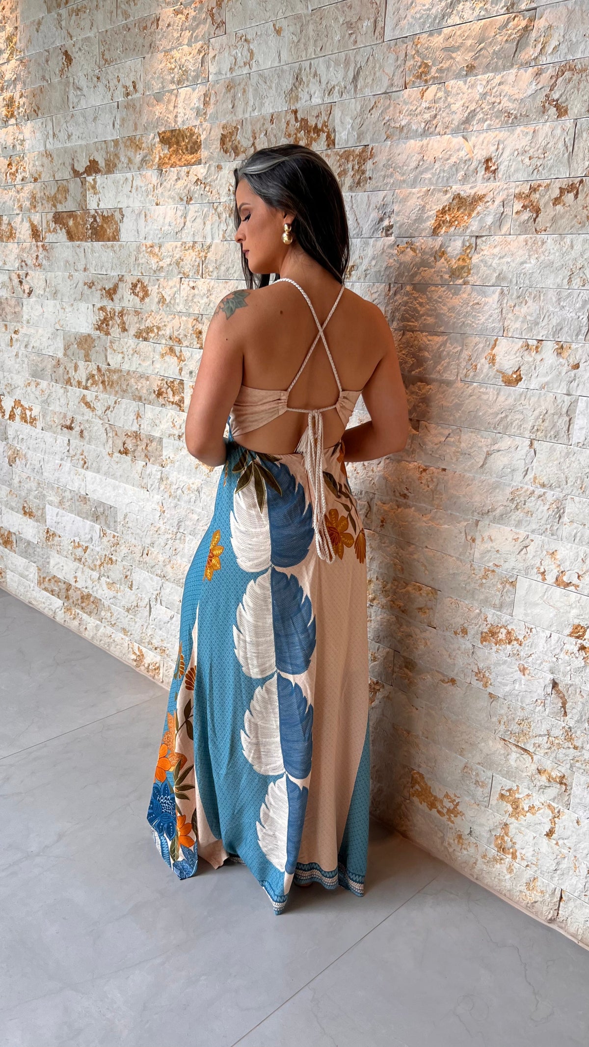 Vestido Longo Flor Crochê Busto ARTE- Estampa 2 5437