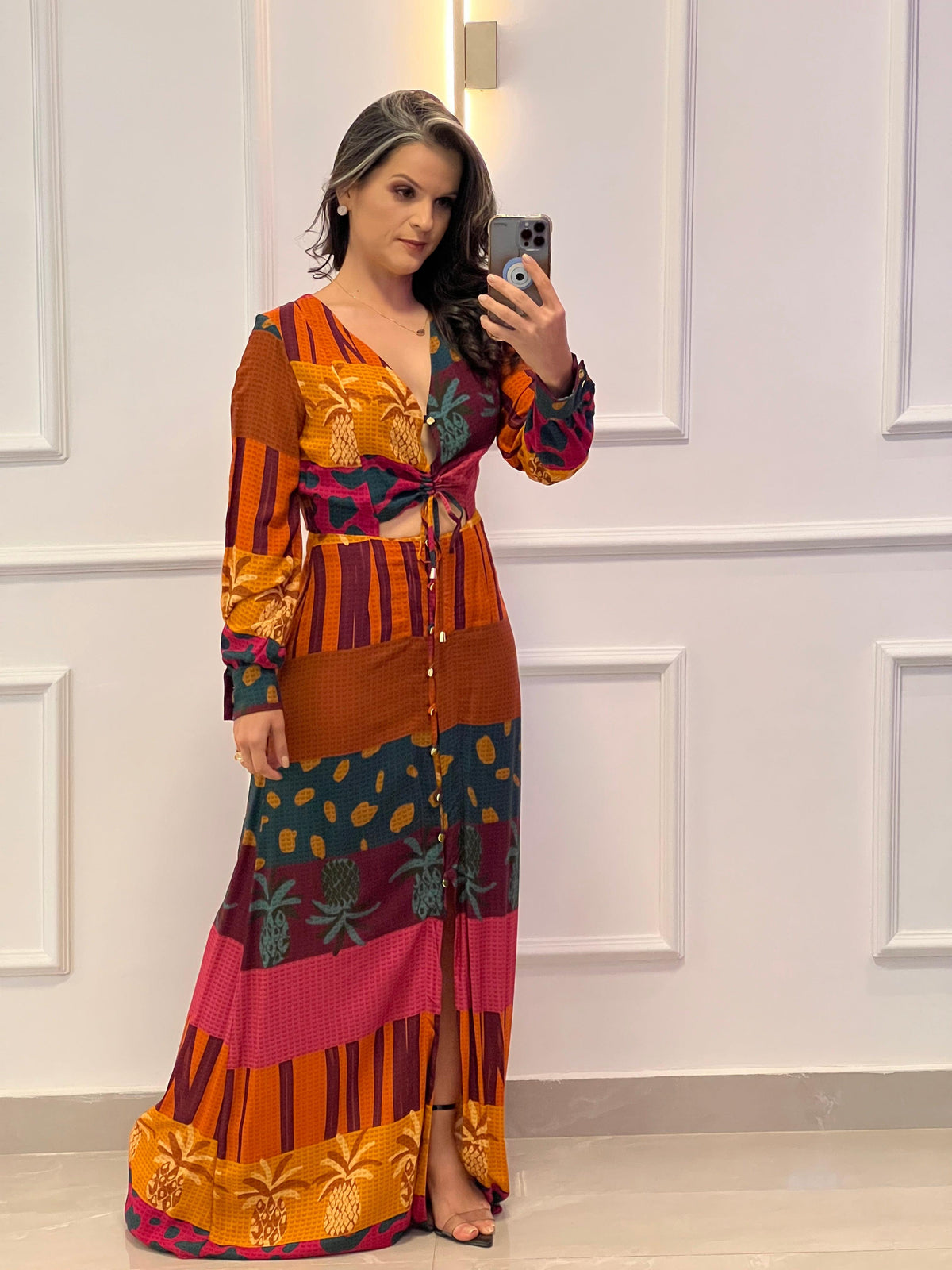 Vestido Longo Amarração Busto - Estampado 4069