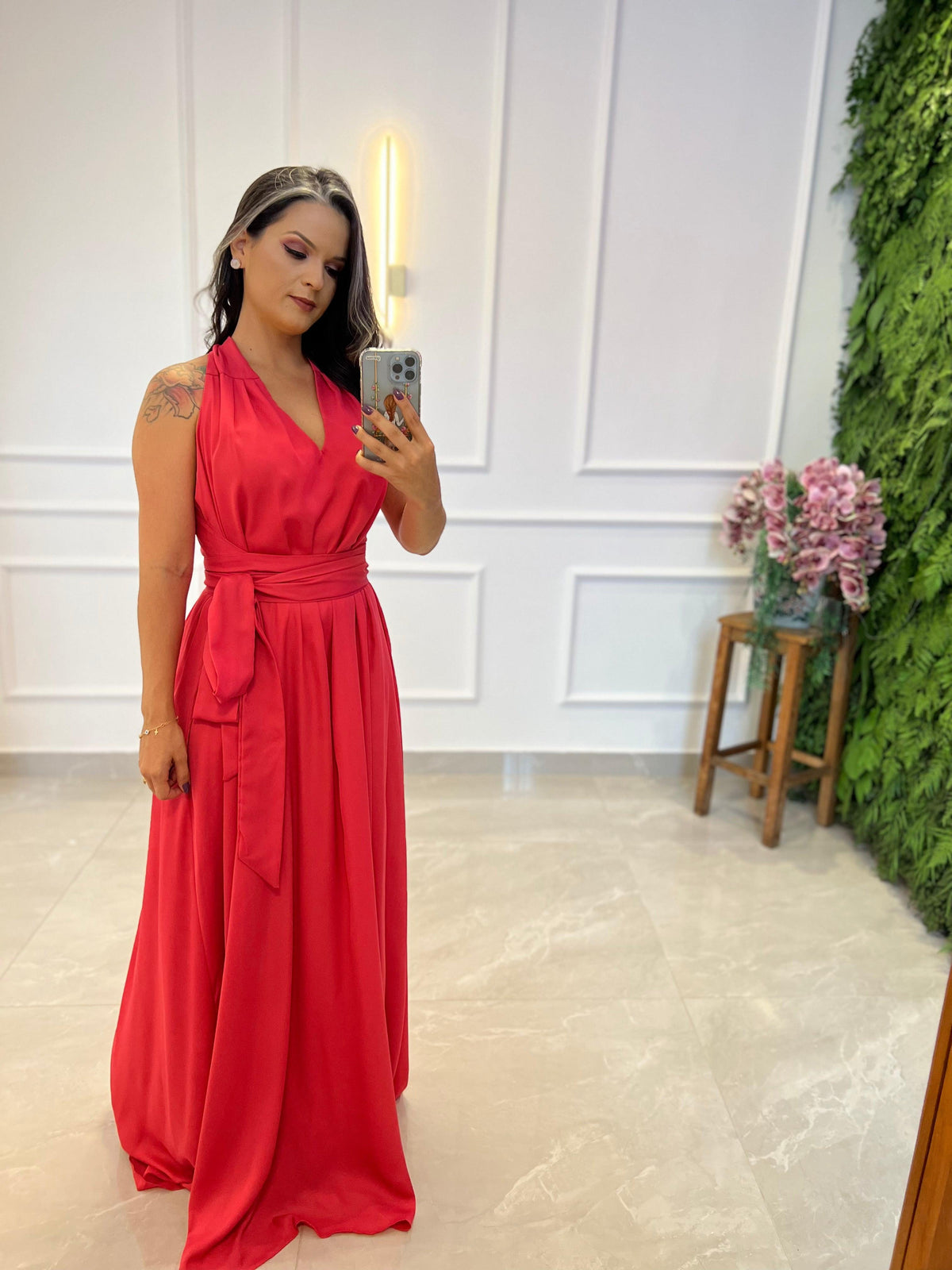 Vestido Longo Conf Tamanho Único Sem Manga - Rosa Barbie 1207