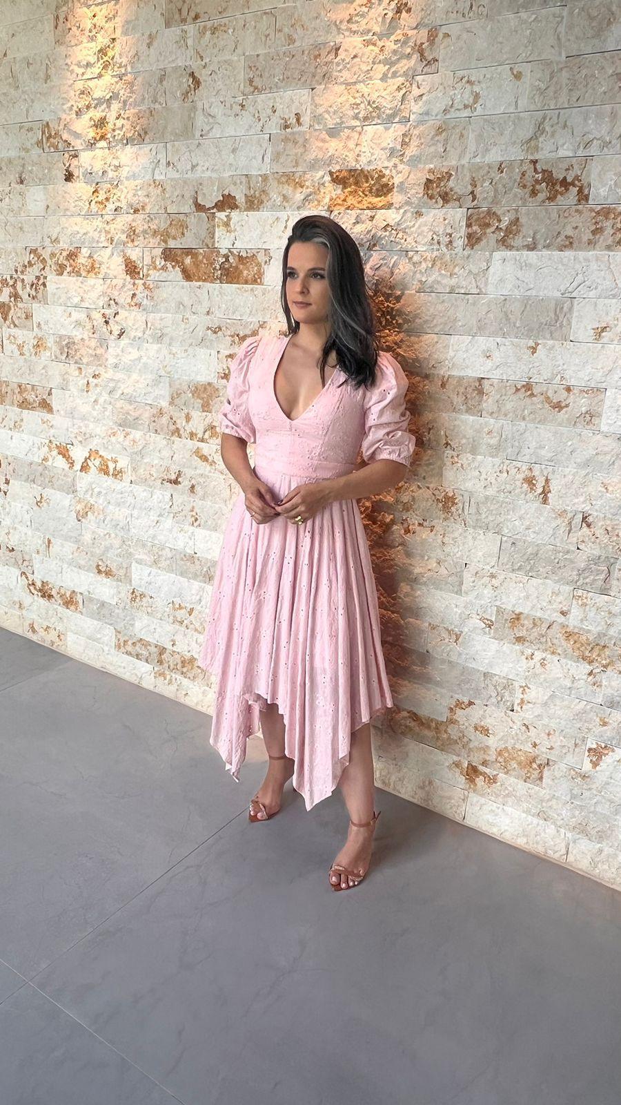 Vestido Midi Lesie Pontas- Rosa 3627