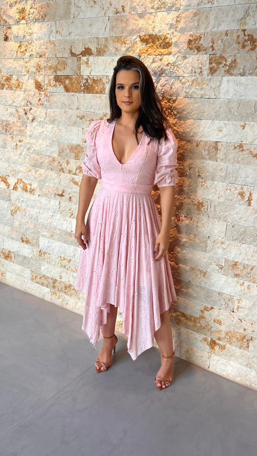 Vestido Midi Lesie Pontas- Rosa 3627