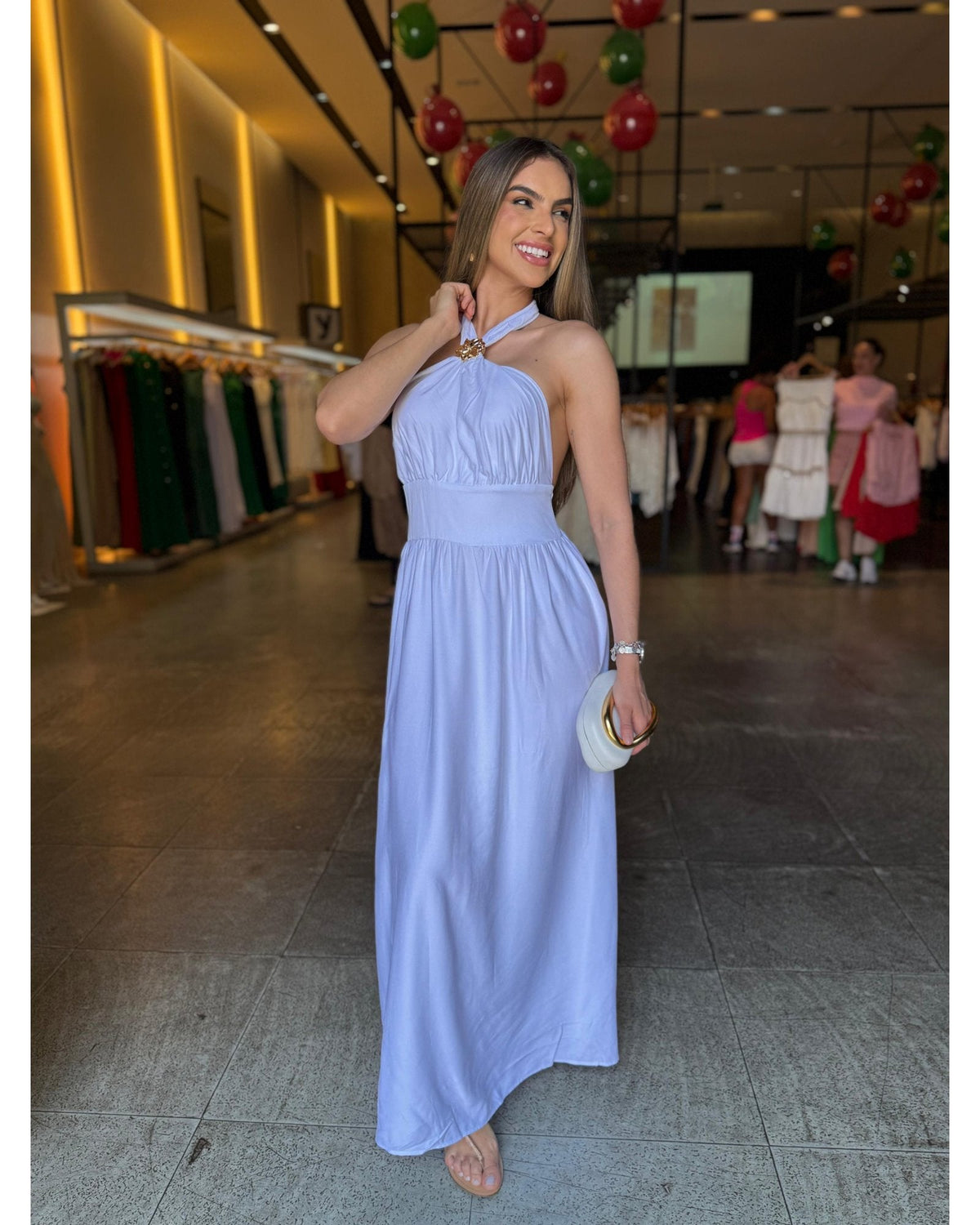 Vestido Longo Luxo Fivela