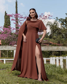 Vestido Longo Capa Flor PHI- 6032