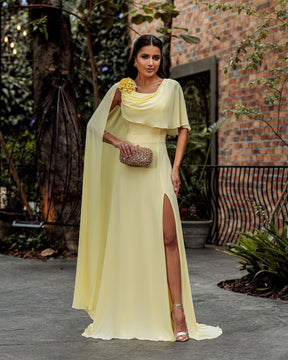 Vestido Longo Capa Flor PHI- 6032