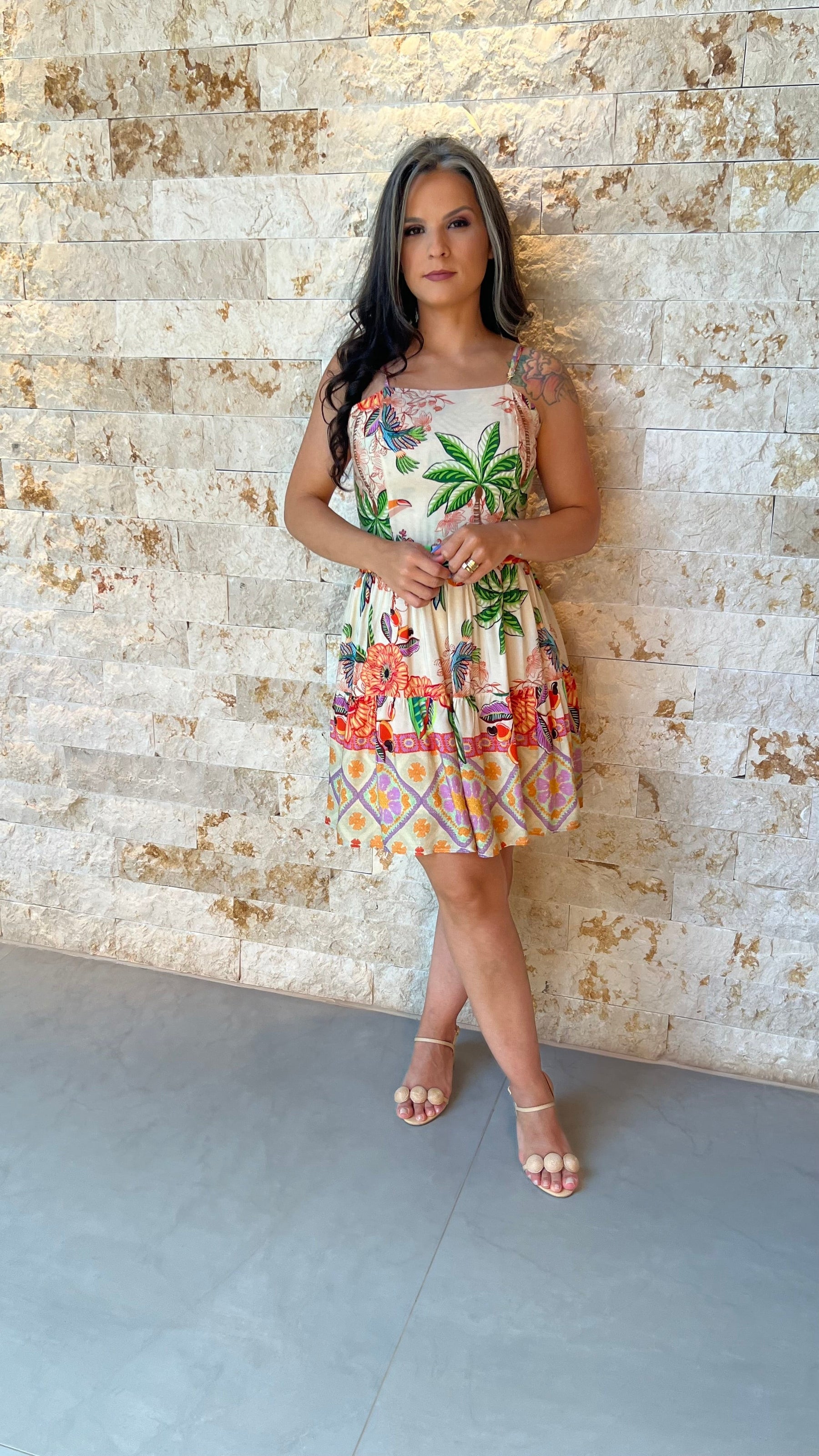 Vestido Curto Aberto Costas CHI- Estampado 5884