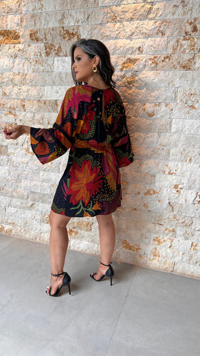 Vestido Curto Manga Larga CHI - Estampado 5618