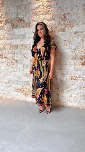 Vestido Midi Vazado Lateral RIO- Estampado 6000