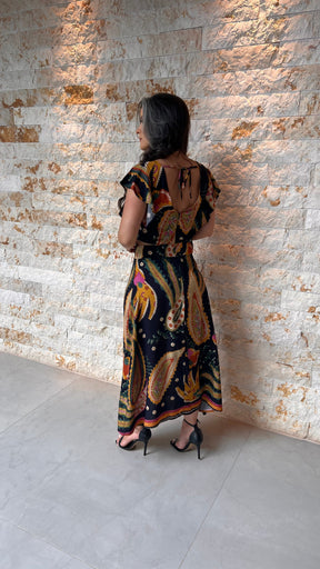 Vestido Midi Vazado Lateral RIO- Estampado 6000