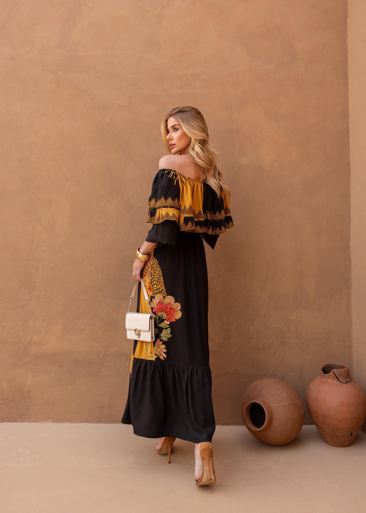 Vestido Longo Ombro a Ombro Onça ARTE- Estampado 5760