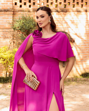 Vestido Longo Capa Flor PHI- 6032