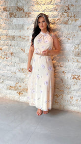 Vestido Midi Tule Florido PIS- Amarelo 6040