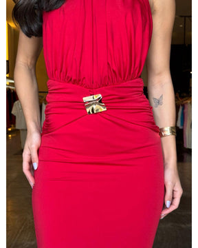 Vestido Mid Luxo Fivela