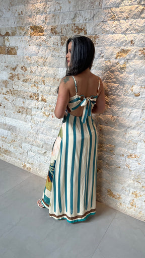 Vestido Longo Alça Det Argola ARTE- Estampado 5867