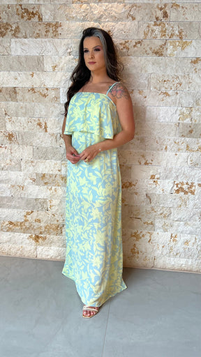 Vestido Longo Alcinha Babado Busto ALO- Lima  5927