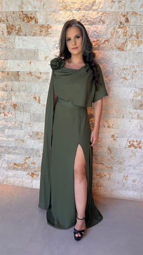 Vestido Longo Capa Flor PHI- 6032