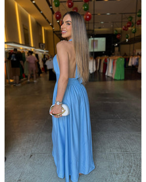 Vestido Longo Luxo Fivela