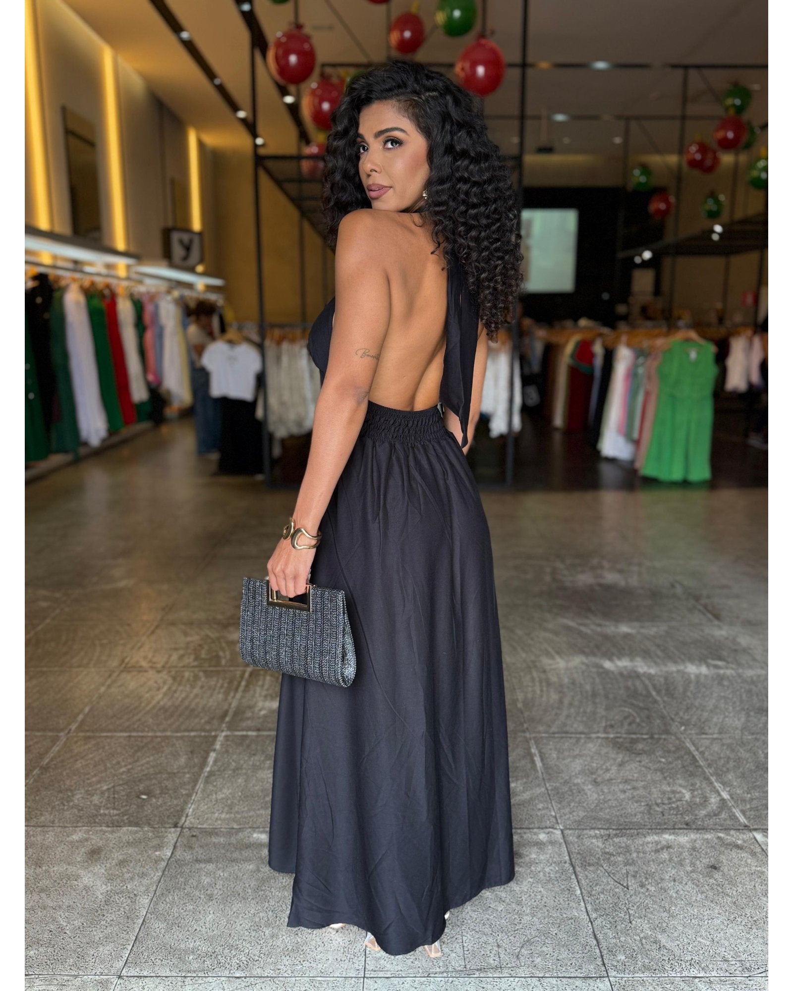 Vestido Longo Luxo Fivela