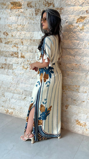 Vestido Longuete Manga Pom Pom ARTE- Estampado 5868