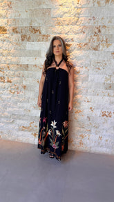 Vestido Longo Amarração POLI- Preto 6037