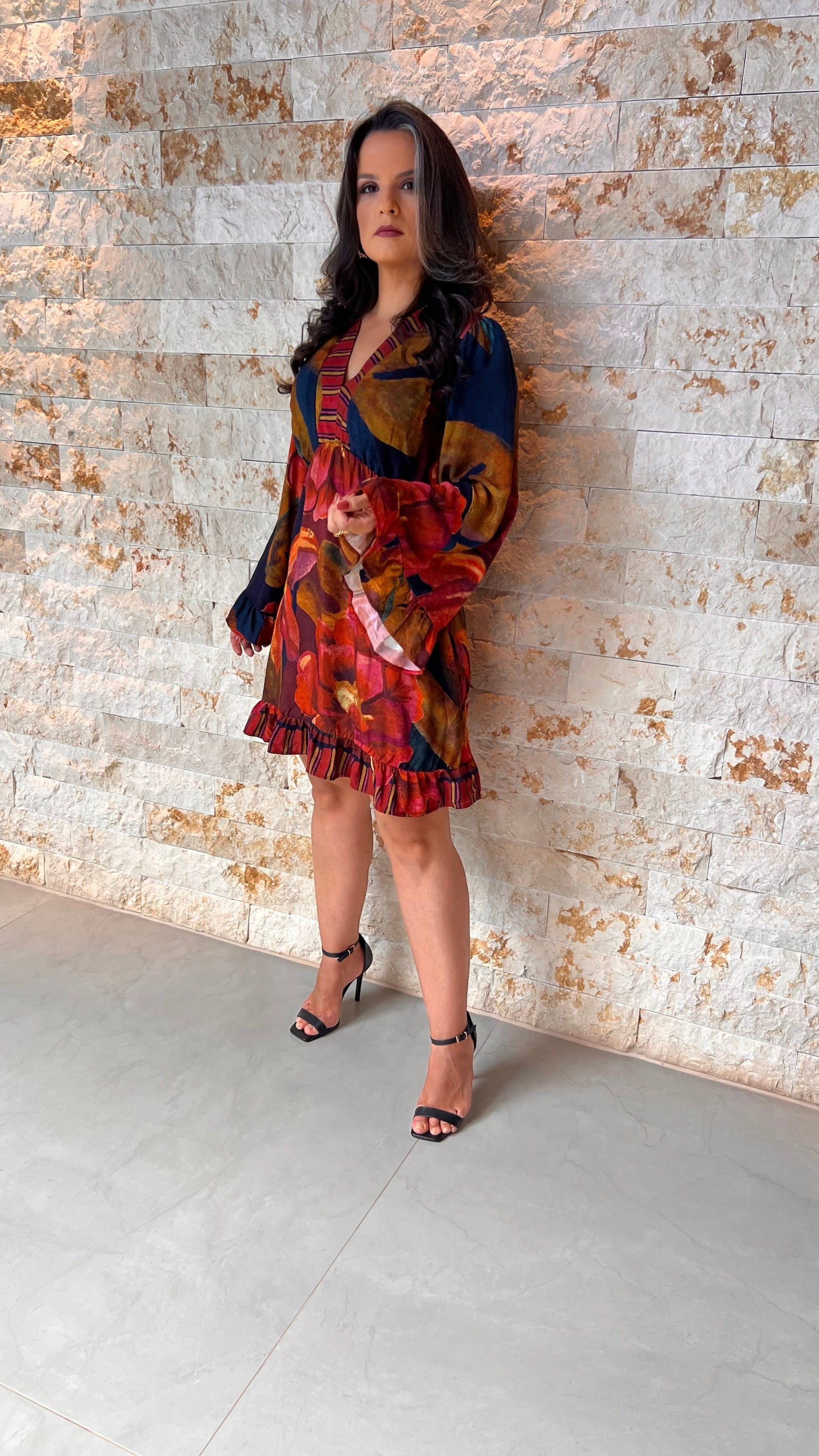 Vestido Curto Dec Listras ARTE- Estampado 5612