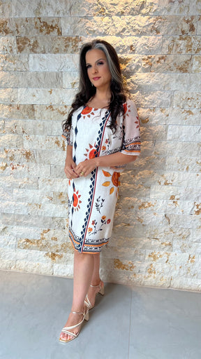 Vestido Curto Amarração Sol YU- Estampado 5870