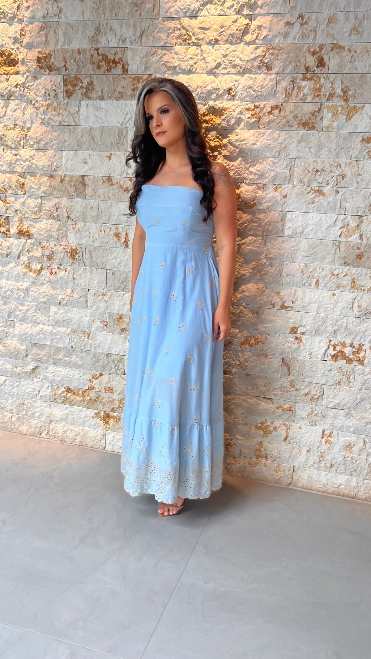 Vestido Midi Tomara Que Caia Flor- Azul 5977