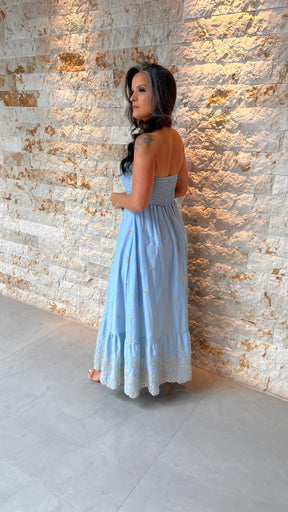 Vestido Midi Tomara Que Caia Flor- Azul 5977