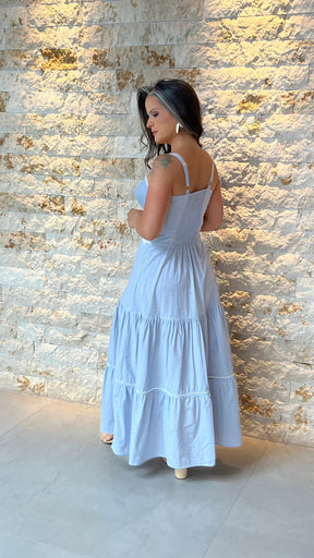 Vestido Midi Strips Detalhe Renda PIS- Estampado 5873