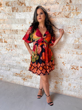 Vestido Curto Torção Busto ARTE- Estampado 5616