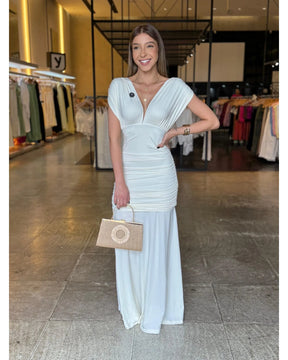 Vestido Longo Luxo Franzido