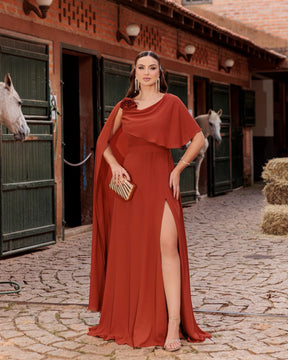 Vestido Longo Capa Flor PHI- 6032