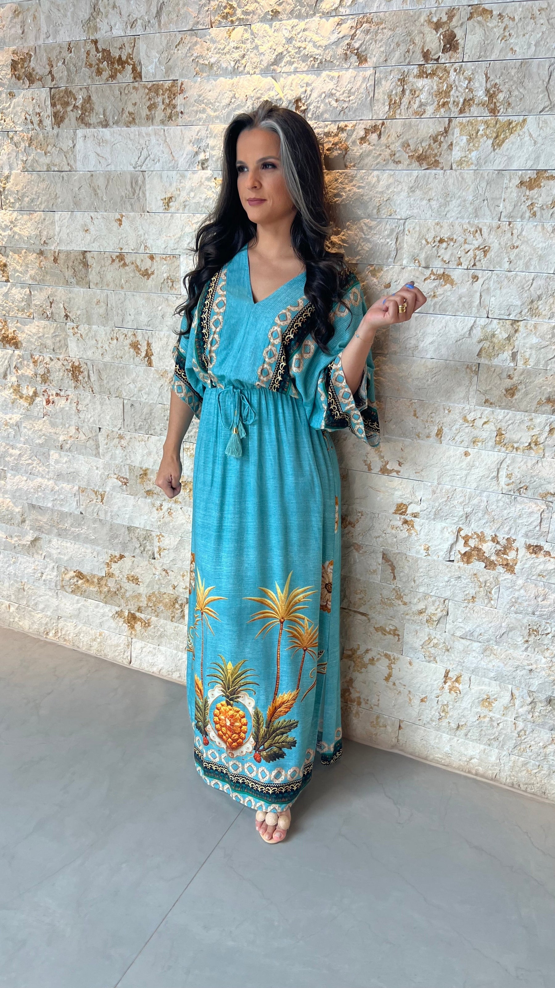 Vestido Longo Arabesco ARTE- Estampado Azul 5885