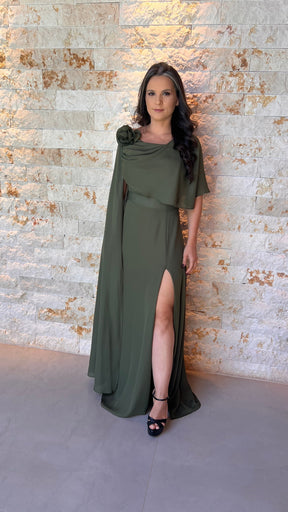 Vestido Longo Capa Flor PHI- 6032