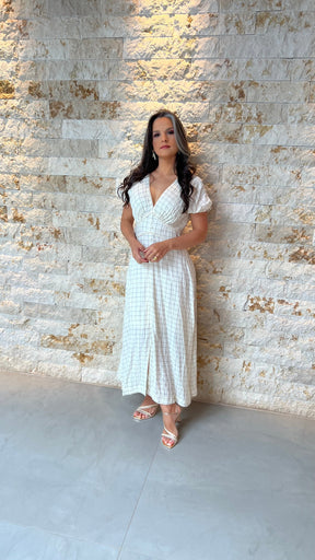 Vestido Midi Quadriculado PIS- Estampado Off 5872