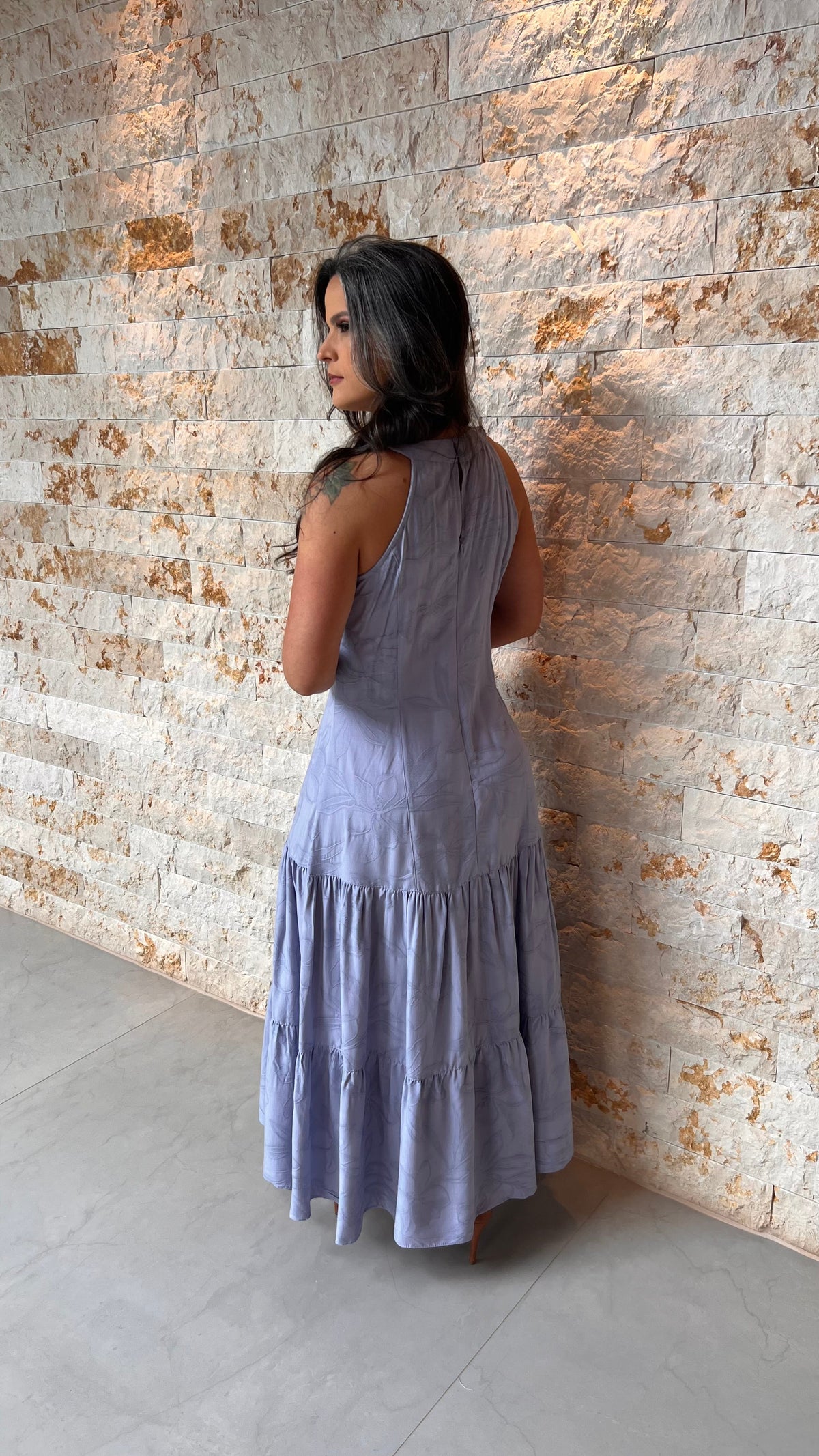 Vestido Midi Jacquard PIS- Azul 5982