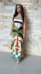 Vestido Longo Alça Det Argola ARTE- Estampado 5867
