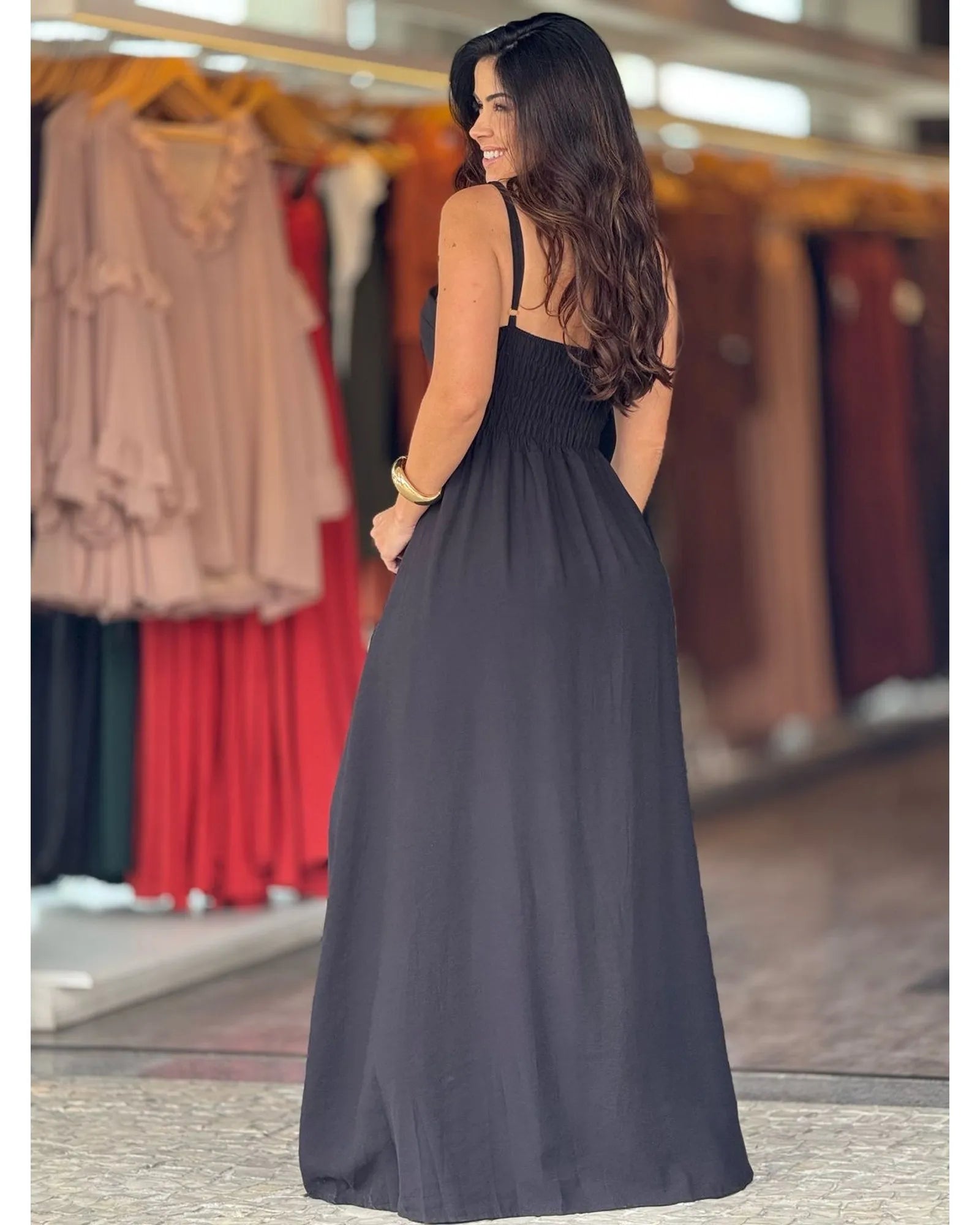 Vestido Longo Zíper Bia