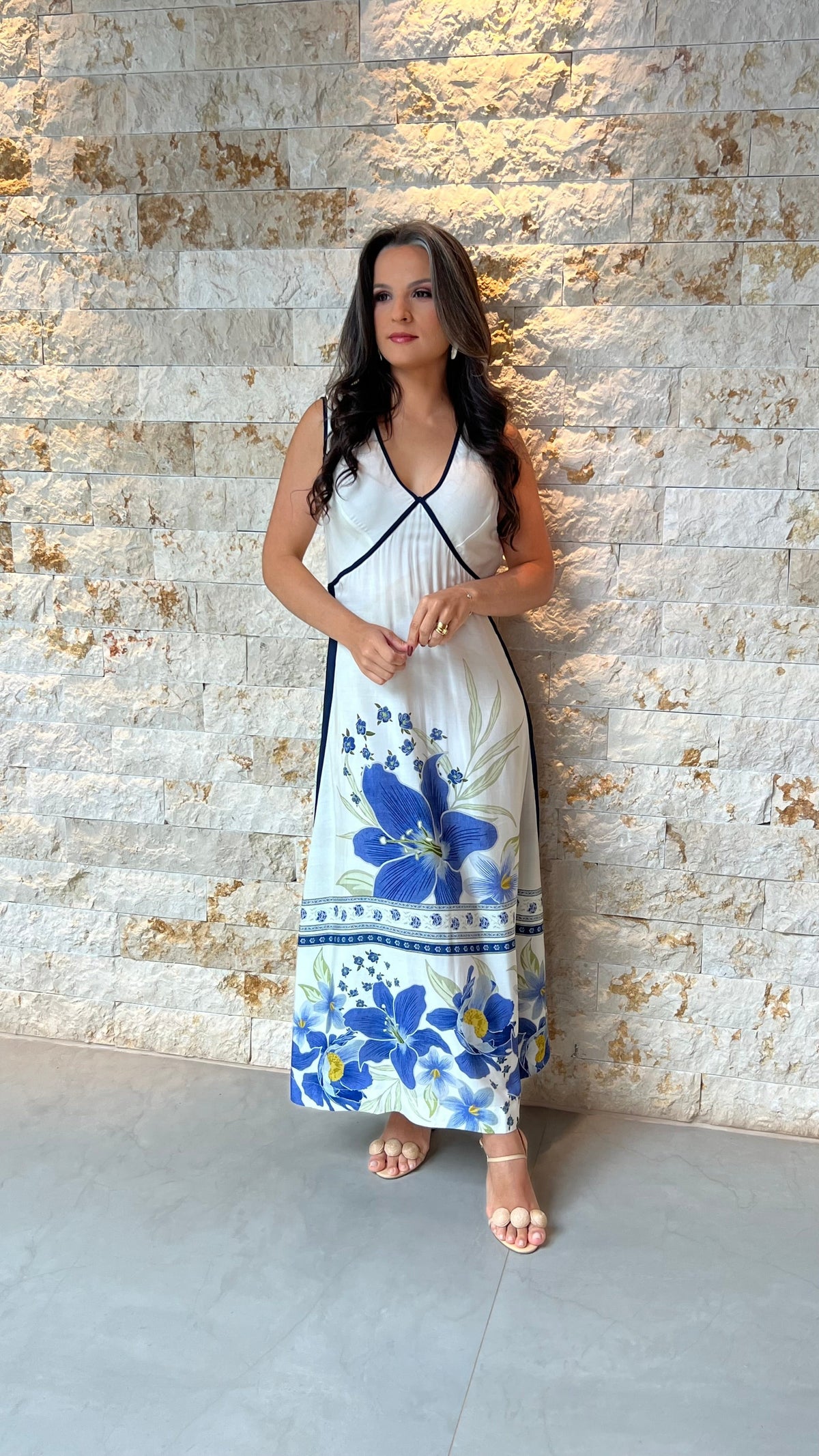 Vestido Midi Barra Flores PIS- Estampado 5872