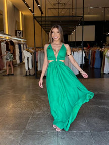 Vestido Longo Recorte Cintura