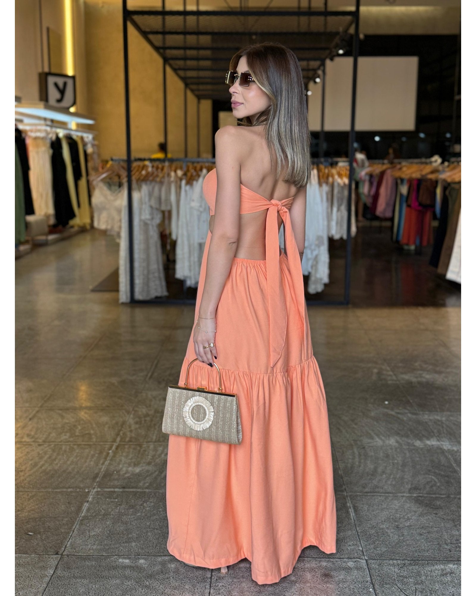 Vestido Longo Detalhe Amarração