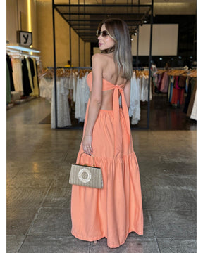 Vestido Longo Detalhe Amarração