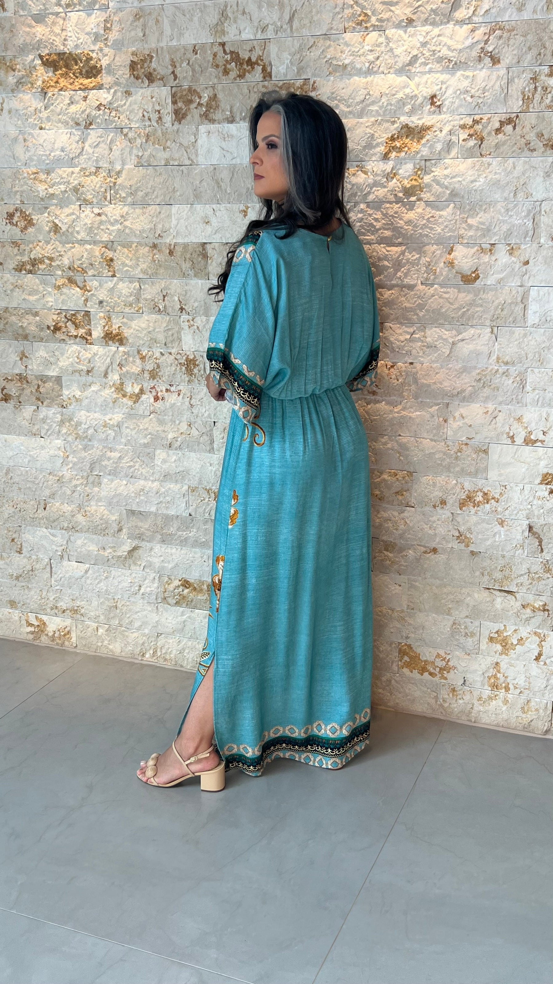 Vestido Longo Arabesco ARTE- Estampado Azul 5885